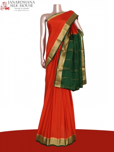 Classic Contrast Pure Mysore Crepe Silk Saree